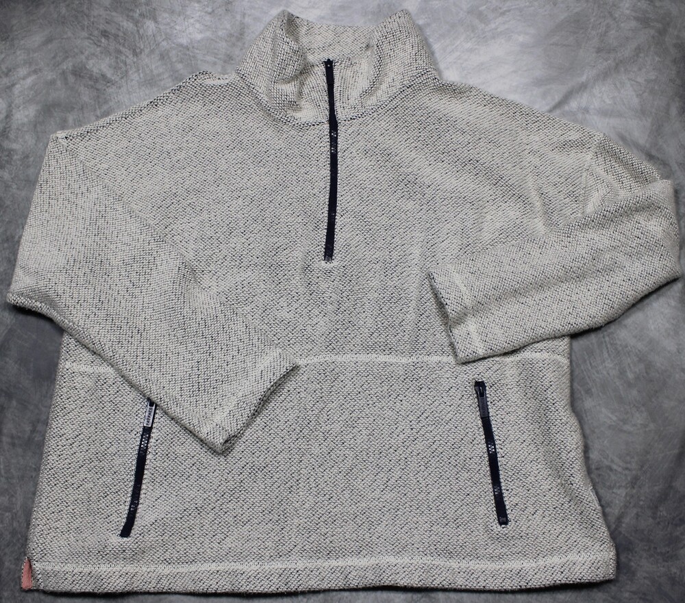 FatFace Sweater Womens Large Gray 1/4 Zip Mock Neck Cotton Pullover